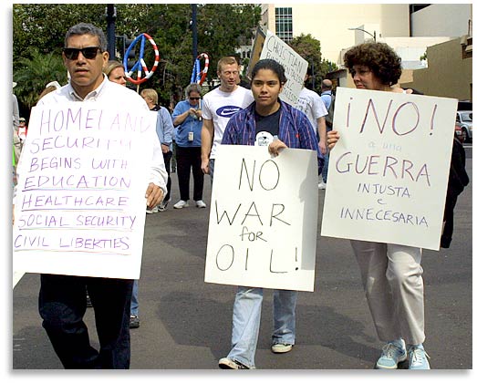 San Diego march against war on Iraq.