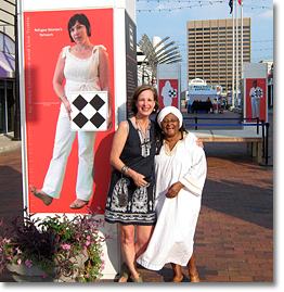 Lisa Tuttle (left) and Alice Lovelace (right) at the grand opening ofr Harriet Rising in Atlanta, Georgia.