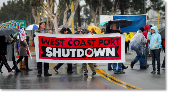 On December 12, 2012 Occupy San Diego protesters arrive at the south gate of the Port of San Diego to take part in a National action called upon by Occupy Oakland in an attempt to shut down commerce for a day. All photos and captions by Johnny Nguyen.