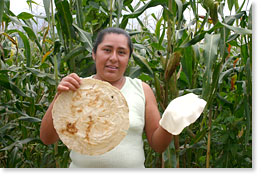 Magdalena Antonio explains the process of making a tortilla