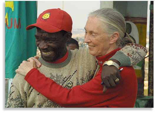 Mandla Mentoor and Jane Goodall.