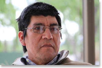 Pedro Huayquillan, of the Huayquillan Mapuche community during the interview, in Chos Malal. Photo by Nic Paget-Clarke.