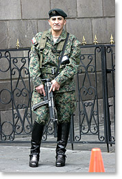 Un guardia en frente del Palacio del Presidente.