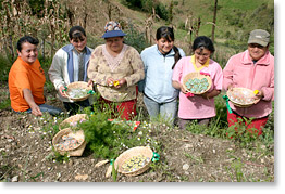 Members of FAMAS with baskets of their medicinal ointments