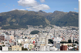 Quito and Pichincha volcano.￼