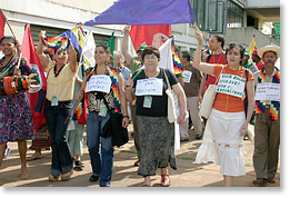 A walking rally in support of President Evo Morales and the campesino movement in Bolivia, during the conference.