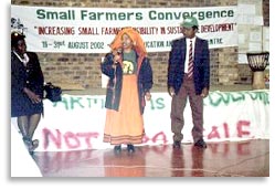 Sindiswa Mahuza speaking at the Small-scale Farmers Convergence. Photo by Landy Wright.