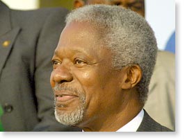 U.N. Secretary General Kofi Annan. Photo by Nic Paget-Clarke.