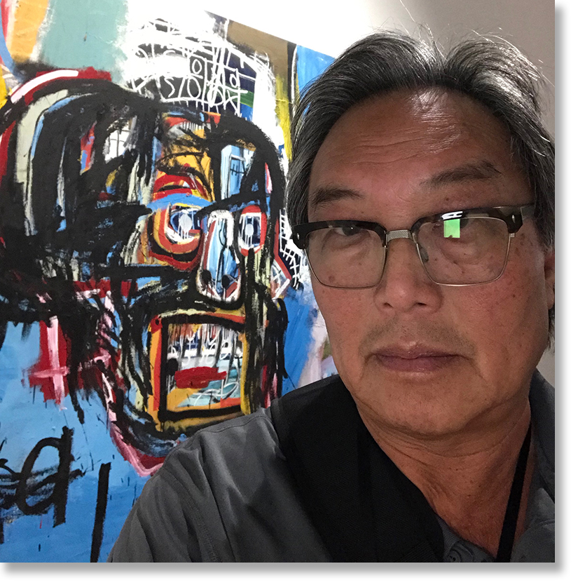 Eddie Wong while visiting the Jean-Michel Basquiat exhibition in Tokyo, Japan.