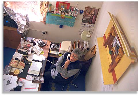 Film director Lourdes Portillo in her studio in San Francisco, California. Photo by Nic Paget-Clarke.