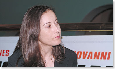 Lumi Cavazos, co-star of the Mexican feature film "Fibra Optica" during an interview at the 1999 San Diego Latino Film Festival. Photo by Nic Paget-Clarke.
