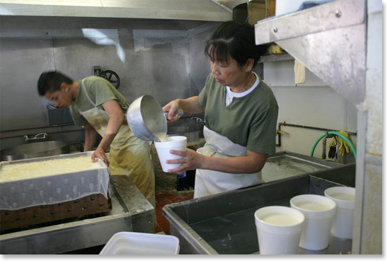 San Jose Tofu Co., San Jose, California. Amy Nozaki makes delicious handmade tofu daily at San Jose Tofu. Photo by Bruce Takeo Akizuki.