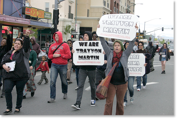 Demanding Justice for Trayvon Martin. Following the rally there was a march along University Avenue. Photo by Nic Paget-Clarke.