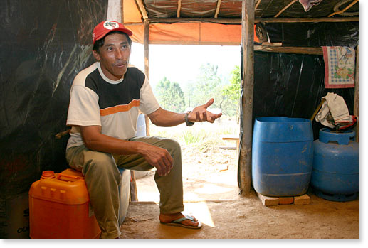 Sebastião Vieira in the joint MST (Landless Rural Workers' Movement) camps, in his family's home.