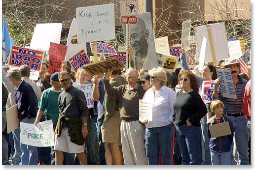 San Diego marchers gather to oppose war in Iraq.