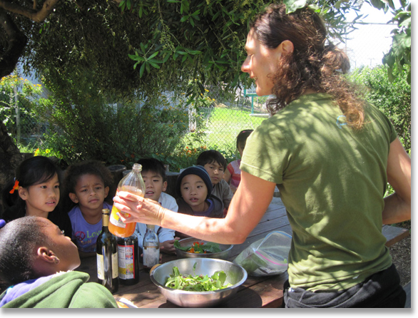 Kyra Rice teaching nutrition to students at Sequoia Elementary School, Oakland, California. Photo courtesy Kyra Rice.