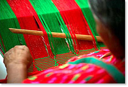 Weaving during an indigenous people's conference. Tecate, Baja California, Mexico. Photo by Nic Paget-Clarke.