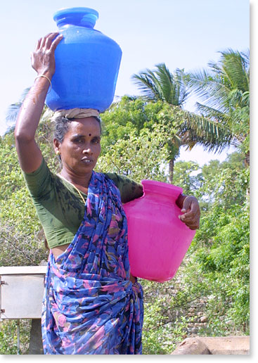 Villager in Tamil Nadu fetching water.
