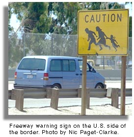 Freeway warning sign.