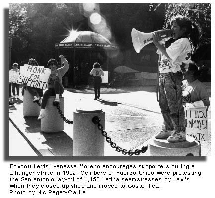 Boycott Levis! Vanessa Moreno of Fuerza Unida. San Francisco. Photo by Nic Paget-Clarke